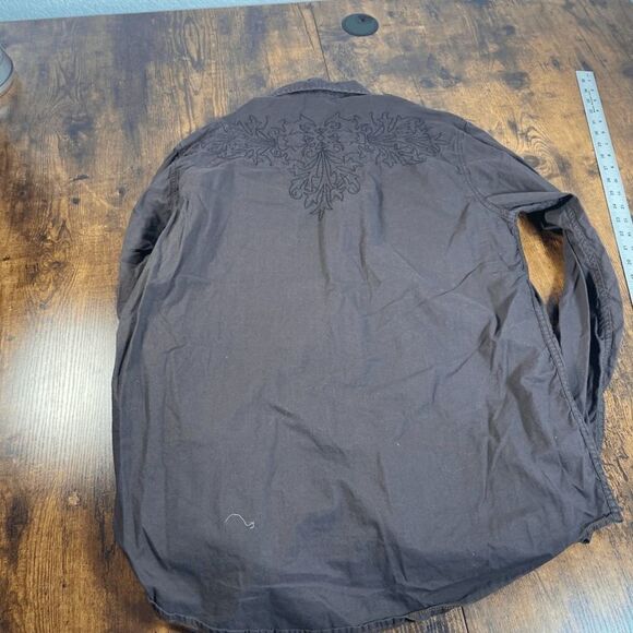 Southern Thread Shirt Mens Large Brown Pearl Snap Long Sleeve Western Cowboy - Picture 4 of 6